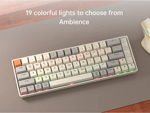 Langtu GK65 Tri-Mode Wireless Mechanical Gaming Keyboard | Hot-Swappable Gold Switches (Milk White/Sky Blue)