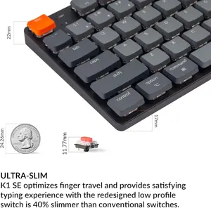 Keychron K1 SE Wireless Mechanical Keyboard | RGB Backlight | Low-Profile Gateron Mechanical Red Switches - WITHOUT BOX