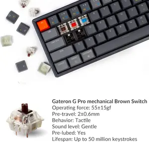 Keychron K12 Wireless Mechanical Keyboard | White Backlight | G Pro Gateron Mechanical Brown Switches - WITHOUT BOX