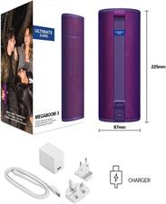Logitech Ultimate Ears Megaboom 3 Portable Wireless Bluetooth Speaker - Lagoon Blue / Nightblack / Sunset Red / Ultraviolet Purple