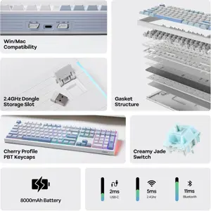 EPOMAKER TH108 | Wireless Mechanical Keyboard | 108 Keys | 8000mAh Battery | Gasket Mount | Hot-Swap