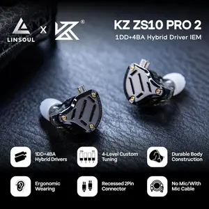 KZ ZS10 PRO 2 | Mic, Black | Wired Earbuds