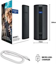 Ultimate Ears Boom 3 Portable Bluetooth Speaker with Box - Night Black/Lagoon Blue/Sunset Red/Ultraviolet Purple