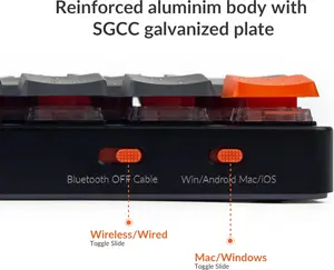 Keychron K7 Ultra-Slim Wireless Mechanical Keyboard | RGB Backlight | Low-Profile Gateron Mechanical Red Switch