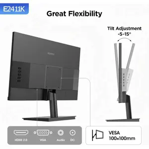 KOORUI E2411K 24" FHD IPS 144Hz, Free-sync Compatible, Eye-care: flicker-free, low blue, 99% sRGB, Eye Care, Ultra-Slim Frame, HDMI1.4+VGA