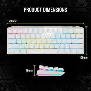 Corsair K70 PRO MINI (Black/White) - Wireless RGB 60% Mechanical Keyboard - WITHOUT BOX