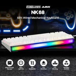 MECHLANDS AJAZZ NK68 Wired Mechanical Keyboard (Back/White)
