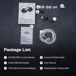 KZ ZS10 PRO 2 | Mic, Black | Wired Earbuds