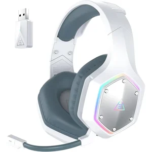 Eksa E1000 WT (White) Wireless Gaming Headset | 2.4GHz| 36-Hr Battery | 7.1 Surround