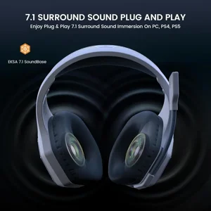 Eksa E1000 WT (White) Wireless Gaming Headset | 2.4GHz| 36-Hr Battery | 7.1 Surround