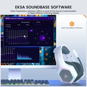 Eksa E1000 WT (White) Wireless Gaming Headset | 2.4GHz| 36-Hr Battery | 7.1 Surround