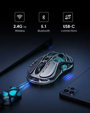 GravaStar Mercury M1 Pro | Wireless Mouse | 26K DPI PAW3395 | Magnesium Alloy | 200H Battery (Gray)