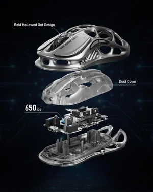 GravaStar Mercury M1 Pro | Wireless Mouse | 26K DPI PAW3395 | Magnesium Alloy | 200H Battery (Gray)