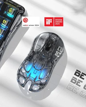 GravaStar Mercury M2 | Wireless Gaming Mouse | 79g Lightweight | 26K DPI PAW3395 | RGB | Transparent Black