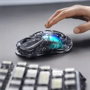 GravaStar Mercury M2 | Wireless Gaming Mouse | 79g Lightweight | 26K DPI PAW3395 | RGB | Transparent Black