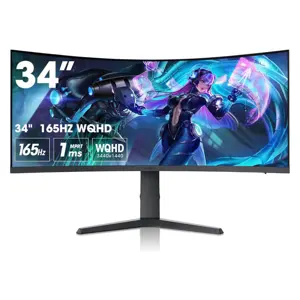 KOORUI 34E6UC 34" WQHD Curved 165Hz 1ms Curved 1000R, 100% SRGB, 90% DCI-P3, HDR 400 , FreeSync/G-Sync Technology, 2x HDMI 2.0 / 1x DP  1.4, Height adjustable  Ultrawide Gaming Monitor 