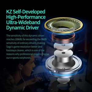 KZ Saga IEM | Balanced/ Bass Improved, Mic, Black | Wired Earbuds