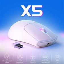 Attack Shark X5 Wireless Gaming Mouse with Tri-Modes BT 5.1/2.4Ghz/USB-C, Lightweight 49g, PAW3212 Optical Sensor, Rechargeable Battery, RGB LED Honeycomb Mice for PC/Tablet/Desktop/Office/Games - White