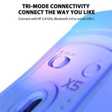Attack Shark X5 Wireless Gaming Mouse with Tri-Modes BT 5.1/2.4Ghz/USB-C, Lightweight 49g, PAW3212 Optical Sensor, Rechargeable Battery, RGB LED Honeycomb Mice for PC/Tablet/Desktop/Office/Games - White