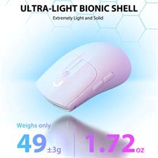Attack Shark X5 Wireless Gaming Mouse with Tri-Modes BT 5.1/2.4Ghz/USB-C, Lightweight 49g, PAW3212 Optical Sensor, Rechargeable Battery, RGB LED Honeycomb Mice for PC/Tablet/Desktop/Office/Games - White