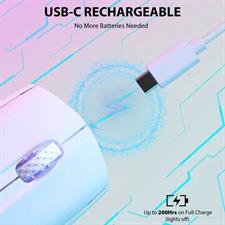 Attack Shark X5 Wireless Gaming Mouse with Tri-Modes BT 5.1/2.4Ghz/USB-C, Lightweight 49g, PAW3212 Optical Sensor, Rechargeable Battery, RGB LED Honeycomb Mice for PC/Tablet/Desktop/Office/Games - White