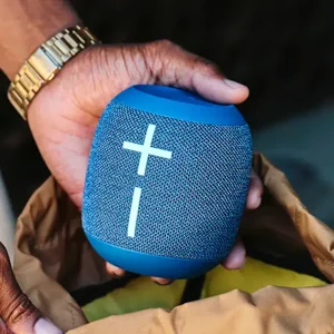 UE Wonderboom 4 (Black, Blue) Portable Speaker | Big 360° Sound | IP67 Waterproof & Floats - Box