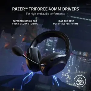 Razer Barracuda X (2022) Wireless Gaming & Mobile Headset (PC, PlayStation, Switch, Android, iOS): 2.4GHz Wireless + Bluetooth, Lightweight, 40mm Drivers, Detachable Mic, 50 Hr Battery (Black/White)