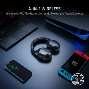Razer Barracuda X (2022) Wireless Gaming & Mobile Headset (PC, PlayStation, Switch, Android, iOS): 2.4GHz Wireless + Bluetooth, Lightweight, 40mm Drivers, Detachable Mic, 50 Hr Battery (Black/White)