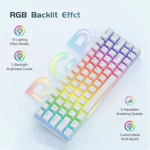 Tezarre TK63 Pro (White) | 60% Wireless Mechanical Keyboard |Tri-Mode | Hot-Swappable