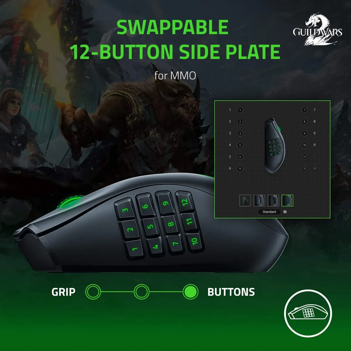 Razer Naga Pro Wireless Gaming Mouse - WITHOUT BOX (Mix Modules)