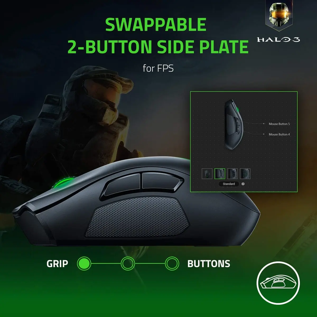 Razer Naga Pro Wireless Gaming Mouse - WITHOUT BOX (Mix Modules)