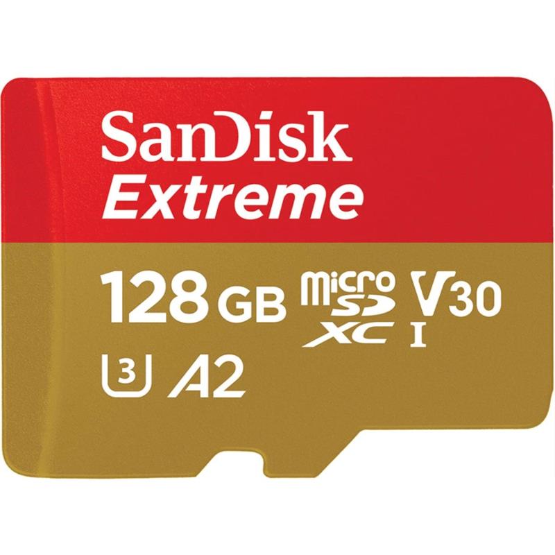 SanDisk Extreme 128GB microSDXC UHS-I Memory Card Up to 190MB/s (A2, U3, V30) SDSQXAA-128G-GN6MN