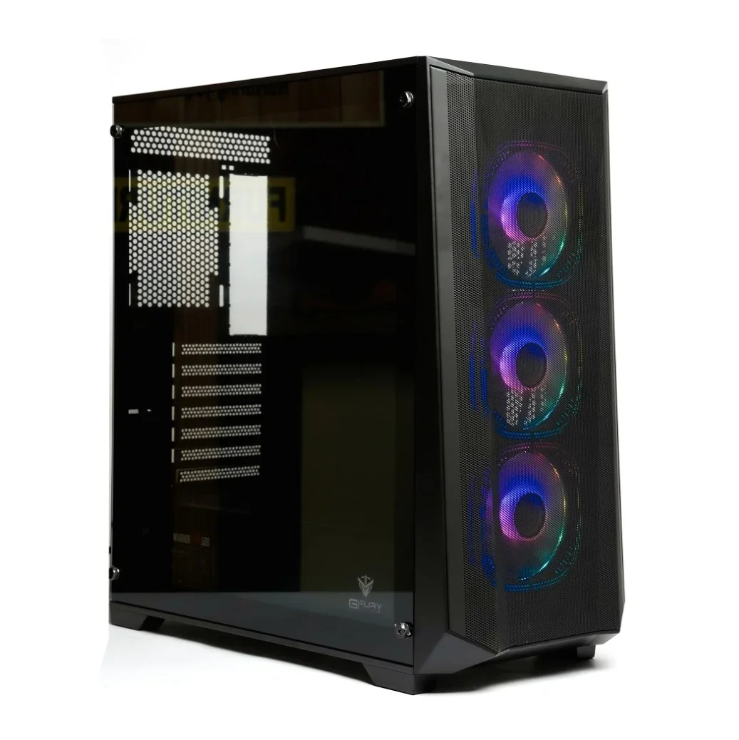 GFURY EDGE GF2200 Gaming PC Case Black Tempered Glass Mid Tower ATX 240mm Cooler Support 3 Infinity ARGB Fans Controller USB 3.0 Gaming Casing Pakistan