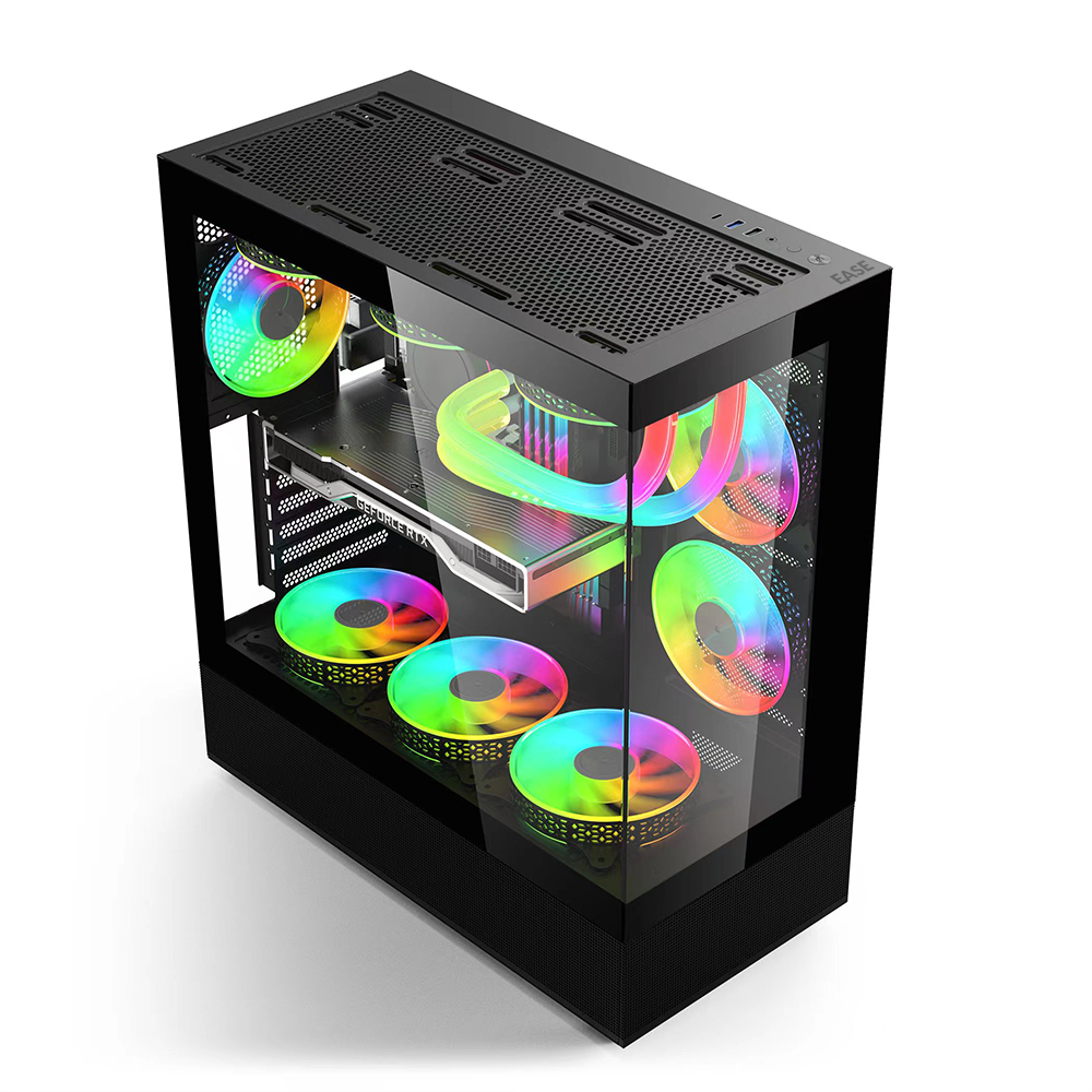 EASE EC123B ARGB Mid-Tower Micro-ATX Gaming Case Black