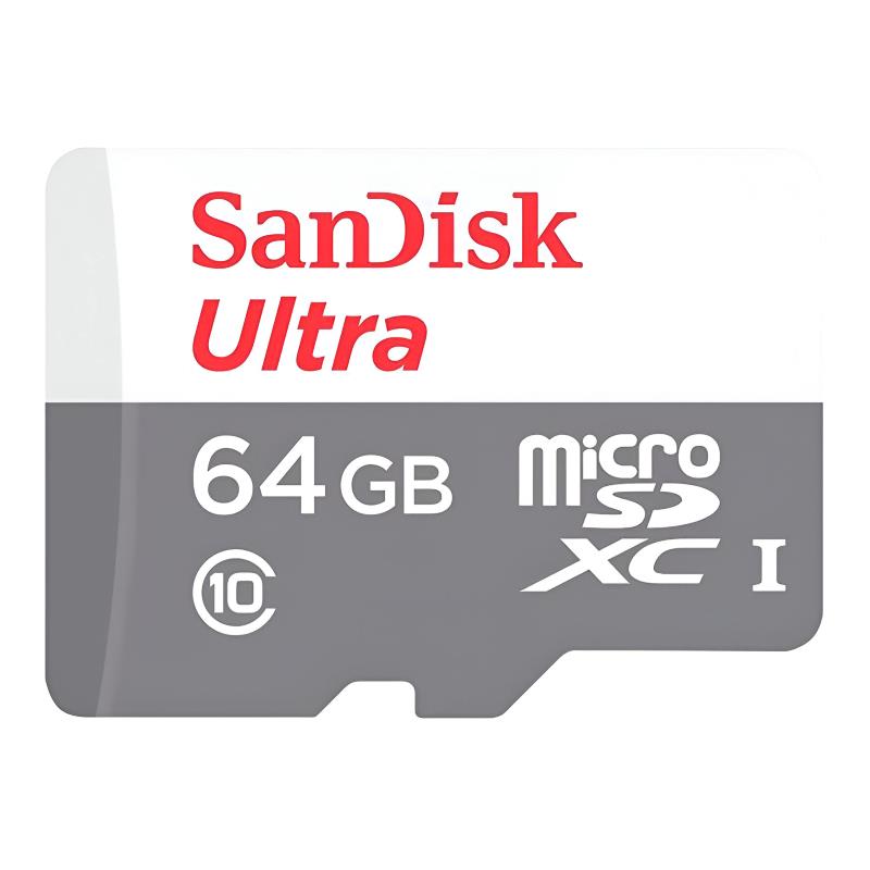 SanDisk Ultra 64GB microSDXC UHS-I Memory Card SDSQUNR-064G-GN3MN – Up to 100MB/s High Speed Class 10 Full HD Ready Memory Card for Mobile, Camera, Drone & CCTV
