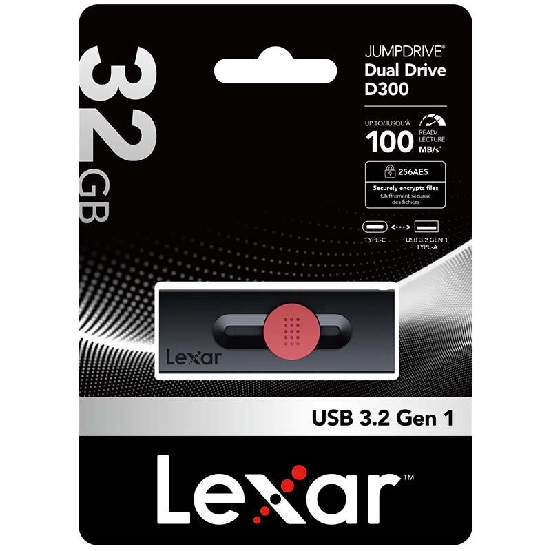Lexar JumpDrive E32c 32GB USB 3.2 Gen 1 Type-C Dual Drive – High-Speed USB-C & USB-A Flash Drive