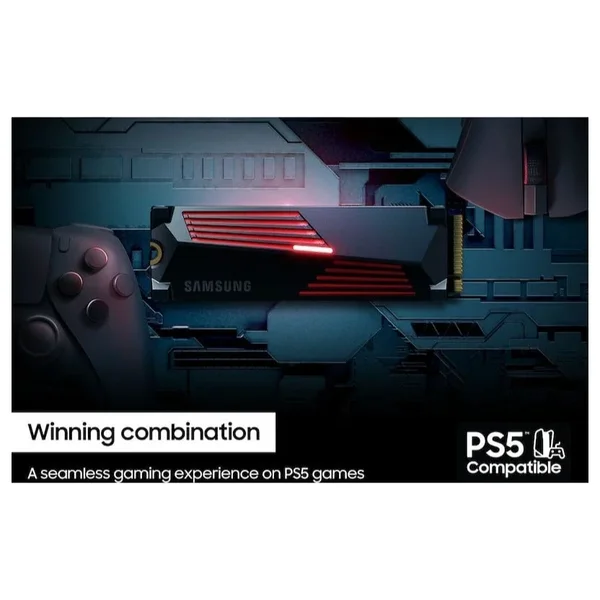 Samsung 990 PRO With Heatsink Internal SSD, 2TB, PCIe Gen4x4, NVMe 2.0, M.2 2280, Up To 7,450MB/s Read, PS5 Compatible