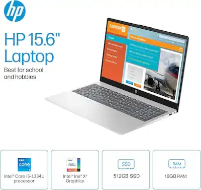 HP 15-FD0154 Laptop Intel Core i5-1334U 8GB RAM 512GB SSD 15.6" Full HD Display Business Student Laptop