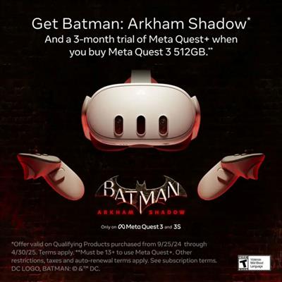 Meta Quest 3 512GB Breakthrough Mixed Reality with Batman Arkham Shadow Game Included - White