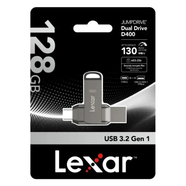 Lexar 128GB JumpDrive Dual Drive D400 USB 3.2 Type-C