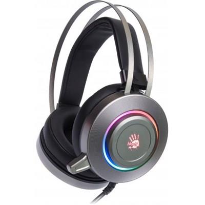 Bloody G521S Stereo Surround Sound Gaming Headset with 50mm Drivers, 7-Color RGB Lighting, Noise Cancelling Mic, USB Wired Over-Ear Gaming Headphones – Grey