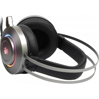 Bloody G521S Stereo Surround Sound Gaming Headset with 50mm Drivers, 7-Color RGB Lighting, Noise Cancelling Mic, USB Wired Over-Ear Gaming Headphones – Grey