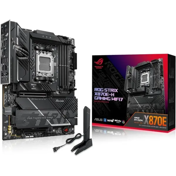 ASUS ROG Strix X870E-H Gaming WiFi7 AMD AM5 ATX Motherboard – 16+2+1 80A Power Stages, DDR5, 4x M.2, PCIe 5.0, Dual USB4, USB 10Gbps Type-C