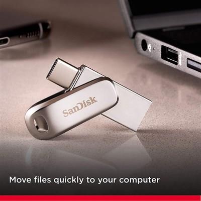 SanDisk Ultra Dual Drive Luxe 128GB USB 3.1 Type-C OTG Flash Drive – Premium Metal Dual USB-C & USB-A High-Speed Pen Drive