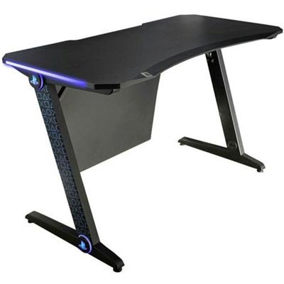 X-Rocker Borealis Official PlayStation Gaming Desk with LED Lights – RGB Gaming Table 120cm Carbon Fiber Finish Console & PC Desk