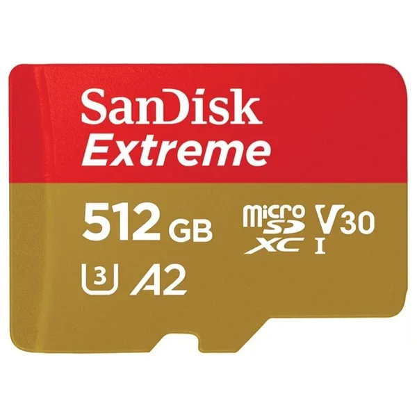 SanDisk Extreme MicroSDXC UHS-I Card, 512GB, Up To 190MB/s, A2, U3, V30, SDSQXAV-512G-GN6MN