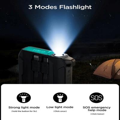 Joyroom JR-L018 22.5W 20000mAh Power Bank With Built in 2 in 1 Cables With SOS Light - Black