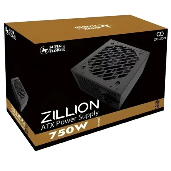 Super Flower Zillion 750W 80 Plus Bronze Power Supply, All Black Flat Cables, DC-DC, 105°C Capacitor