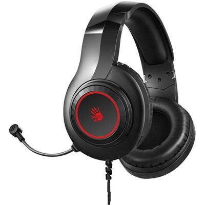 Bloody G220S Stereo Gaming Headset with 50mm Drivers, 7-Color RGB Lighting, Noise Cancelling Mic, USB Wired Gaming Headphones – Black
