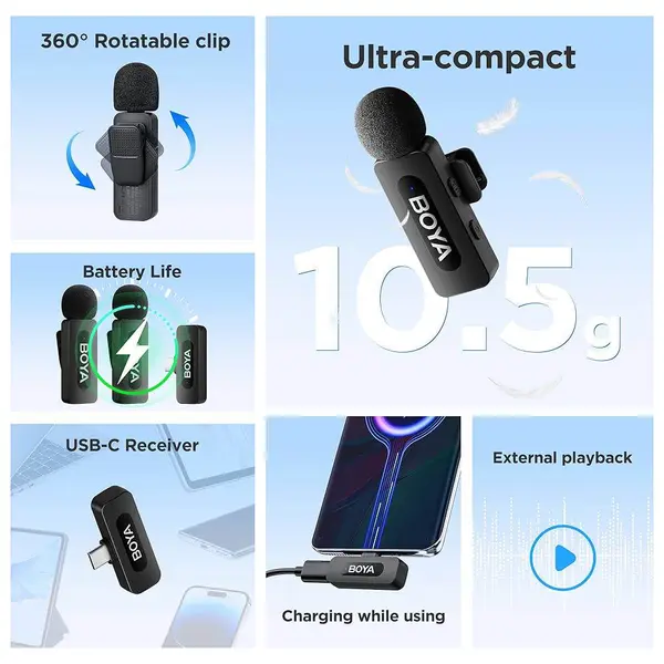 BOYA BY-V20 Wireless Microphone – Dual, For Type-C